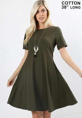 olive green short sleeve dress
